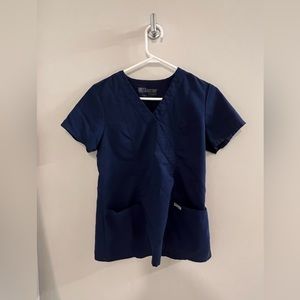 grey’s anatomy navy blue scrubs (top and bottom included), size small.